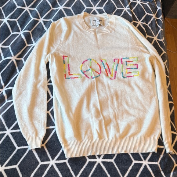 Kujten Sweaters - Kultivate Cream Sweater with Multicolor LOVE Design